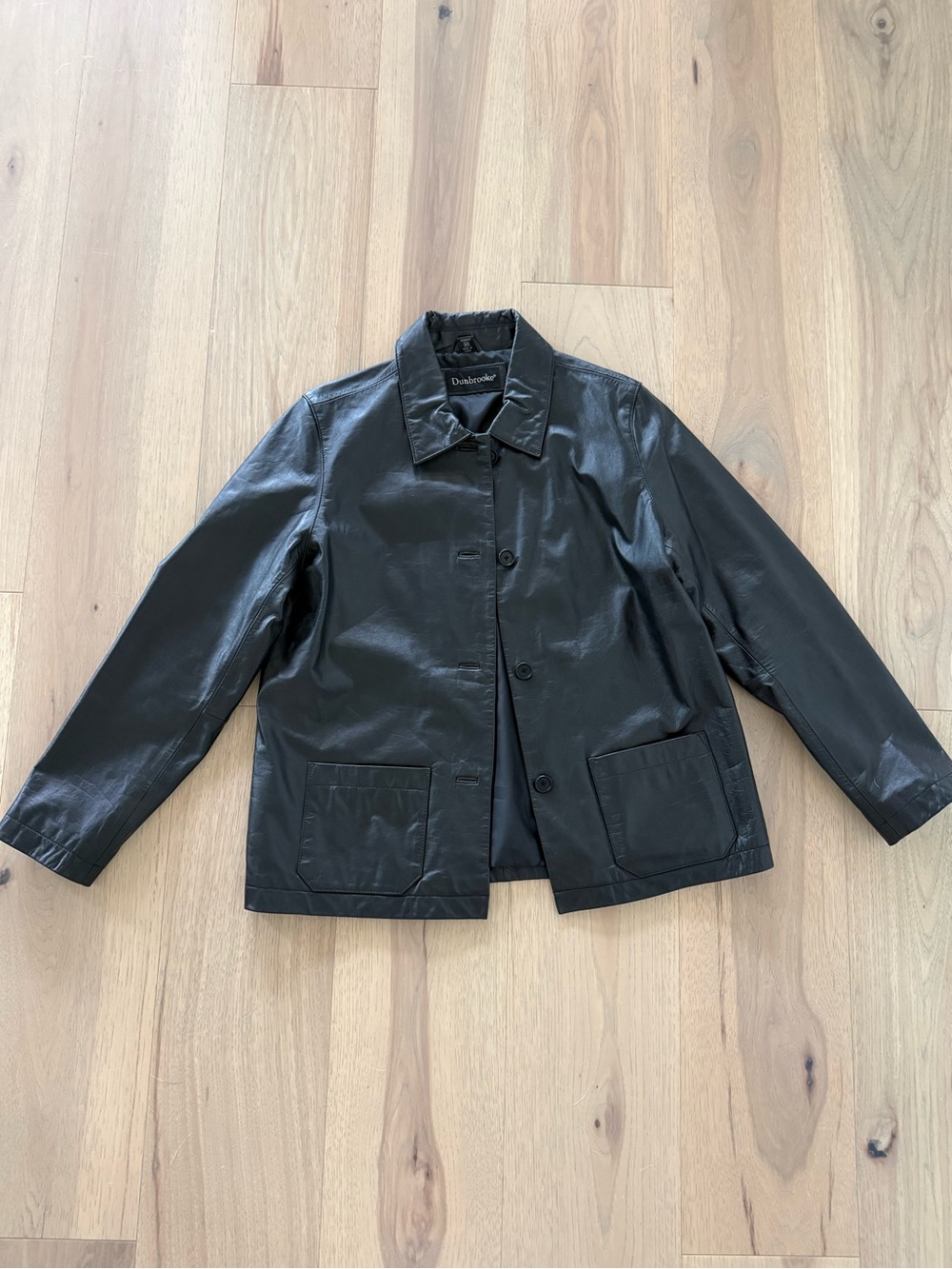 Vintage Leather Button-Front Jacket